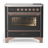 ILVE UMIB36NR3MGP Majestic III 36 inch Induction Range with 6 Elements, 3.5 cu. ft. Total Oven Capacity (Triple Glass Door, Graphite Matte, Copper)