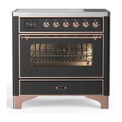 ILVE UMIB36NR3MGP Majestic III 36 inch Induction Range with 6 Elements, 3.5 cu. ft. Total Oven Capacity (Triple Glass Door, Graphite Matte, Copper)
