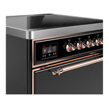 ILVE UMIB30QNR3BKP Majestic III 30 inch Induction Range with 4 Elements, 4 cu. ft. Oven Capacity (Solid Door, Glossy Black, Copper)