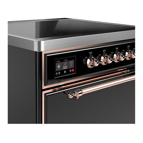 ILVE UMIB30QNR3BKP Majestic III 30 inch Induction Range with 4 Elements, 4 cu. ft. Oven Capacity (Solid Door, Glossy Black, Copper)