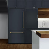 ZLINE Autograph Edition 36 in. 19.8 cu. ft. Panel Ready Built-In Bottom Freezer Refrigerator with Water Dispenser and Ice Maker with Champagne Bronze Accents (RBITZ-36-CB)