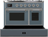 Majestic II 40 Inch Dual Fuel Liquid Propane Freestanding Range in Blue Grey with Chrome Trim