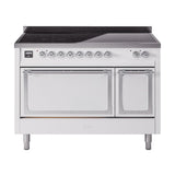 ILVE UNI486QNMPWHC Nostalgie II Noblesse 48 inch Induction Range (Solid Door, White, Chrome)
