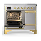 ILVE UMDIB40QNR3SSG Majestic III 40 inch Induction Range with 6 Elements, 3.82 cu. ft. Total Oven Capacity (Solid Door, Stainless Steel, Brass)