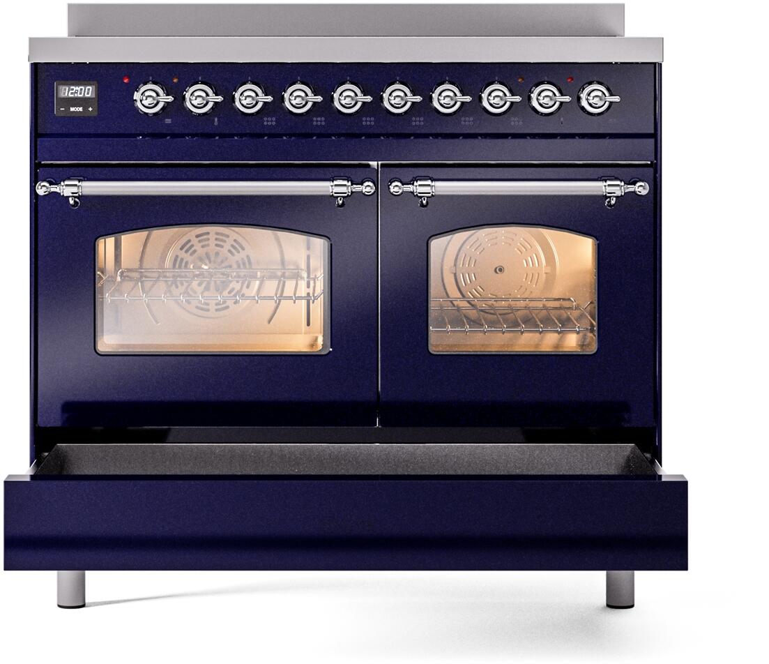 Nostalgie II 40 Inch Electric Freestanding Range in Blue with Chrome Trim