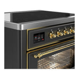 ILVE UMIB36NR3MGG Majestic III 36 inch Induction Range with 6 Elements, 3.5 cu. ft. Total Oven Capacity (Triple Glass Door, Graphite Matte, Brass)