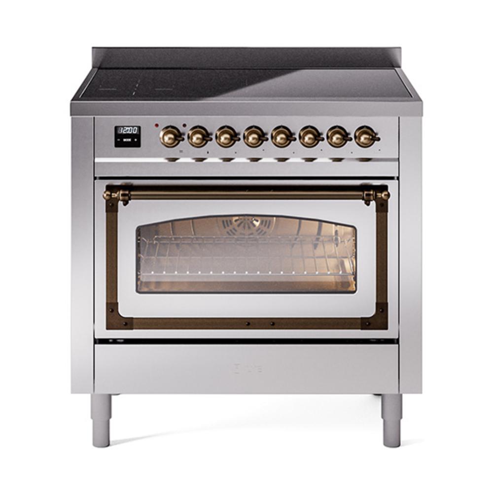 ILVE UNI366NMPSSB Nostalgie II Noblesse 36 inch Induction Range (Triple Glass Door, Stainless Steel, Burnished)