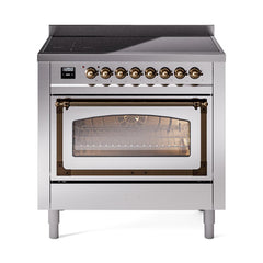 ILVE UNI366NMPSSB Nostalgie II Noblesse 36 inch Induction Range (Triple Glass Door, Stainless Steel, Burnished)