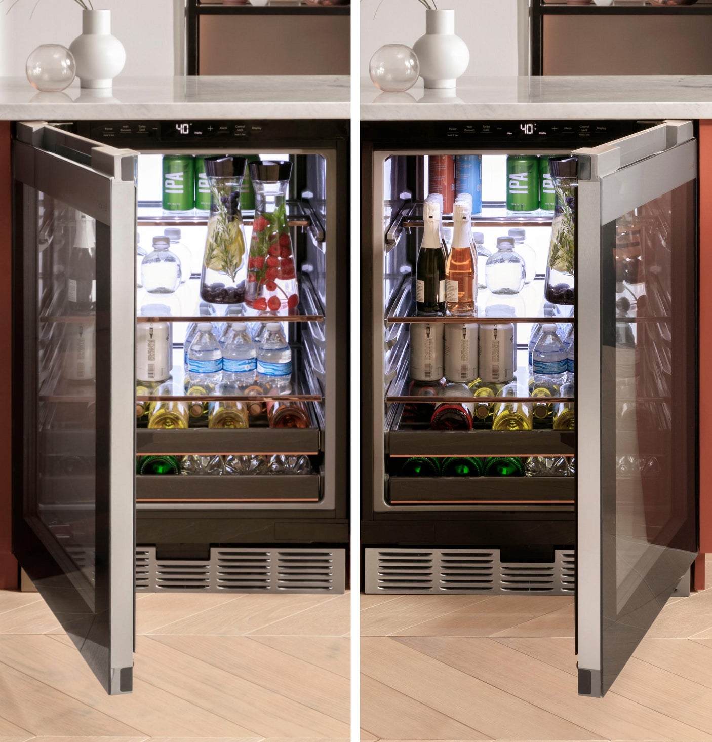 Café™ Beverage Center in Platinum Glass