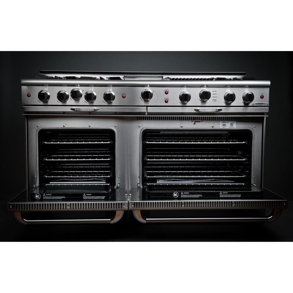 60" Gas Self Clean w/ Rotisserie, 8 Open Burners, 12" Broil Burner