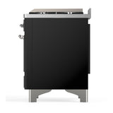 ILVE UMD40FNR3BKC Majestic III 40 inch Dual Fuel Range with 6 Burners and Griddle, Dual Function Burner up to 25,000 BTU (Natural Gas, Triple Glass Door, Glossy Black, Chrome)