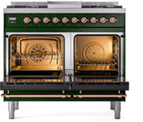 Nostalgie II 40 Inch Dual Fuel Natural Gas Freestanding Range in Emerald Green with Copper Trim