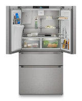 French door fridge-freezer with 2 freezer drawers and water and ice cube dispenser