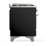 ILVE UM36FNR3BKC Majestic III 36 inch Dual Fuel Range with 6 Black Brass Burners and Griddle, Dual Function Burner up to 25,000 BTU (Triple Glass Door, Glossy Black, Chrome, Natural Gas)