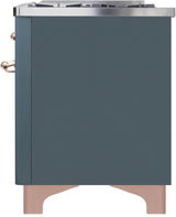 Majestic II 36 Inch Dual Fuel Natural Gas Freestanding Range in Blue Grey with Copper Trim