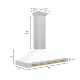 ZLINE 48 in. Autograph Edition DuraSnow Stainless Steel Range Hood with White Matte Shell and Accented Handles (KB4SNZ-WM48) [Color: Champagne Bronze Accents]