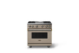 36"W. Sealed Burner Gas Range (Burner: 4g, Finish: Nantucket, Trim: Brushed Brass, Fuel: Propane)