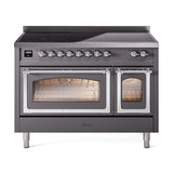 ILVE UNI486NMPMGC Nostalgie II Noblesse 48 inch Induction Range (Triple Glass Door, Graphite Matte, Chrome)