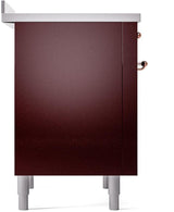 Nostalgie II 36 Inch Electric Freestanding Range in Burgundy with Copper Trim