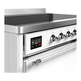 ILVE UMIB48QNR3WHC Majestic III 48 inch Induction Range with 6 Elements, 5.02 cu. ft. Total Oven Capacity (Solid Door, White, Chrome)