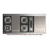 ILVE UM60FSNR3AWP Majestic III 60 inch Dual Fuel Range with 7 Burners, Griddle and French Top, Dual Function Burner with up to 25,000 BTU (Natural Gas, Triple Glass Door, Antique White, Copper)