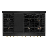 ZLINE Autograph Edition 48 in. 6.7 cu. ft. 8 Burner Double Oven Gas Range in Black Stainless Steel and Polished Gold Accents (SGRBZ-48-G)