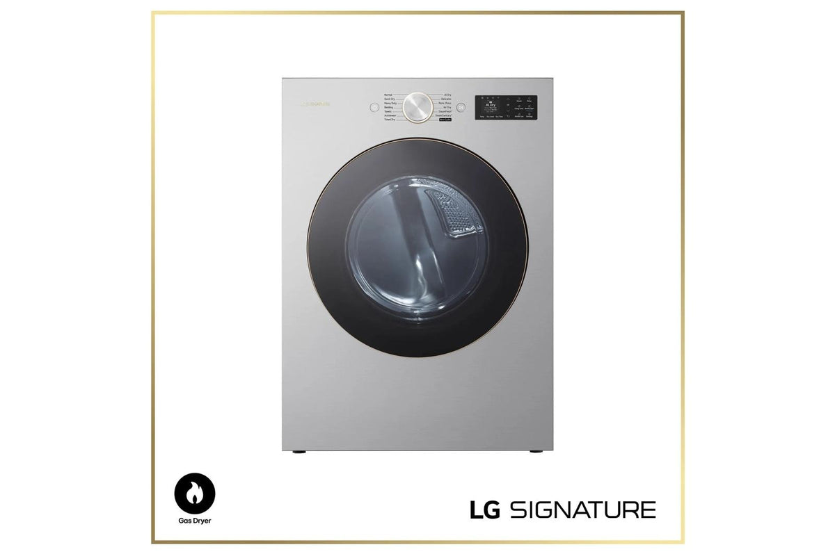 LG SIGNATURE 9.0 cu. ft. Mega Capacity Smart Front Load Gas Dryer with TurboSteam®, Built-In Intelligence and Hybrid Electronic Controls with LCD Display