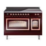 ILVE UNI486NMPBUP Nostalgie II Noblesse 48 inch Induction Range (Triple Glass Door, Burgundy, Copper)