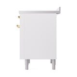 ILVE UNI366QNMPWHG Nostalgie II Noblesse 36 inch Induction Range (Solid Door, White, Brass)