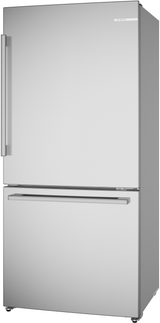 100 Series, free-standing fridge-freezer with freezer at bottom, Brushed steel (with anti-fingerprint), Total No Frost