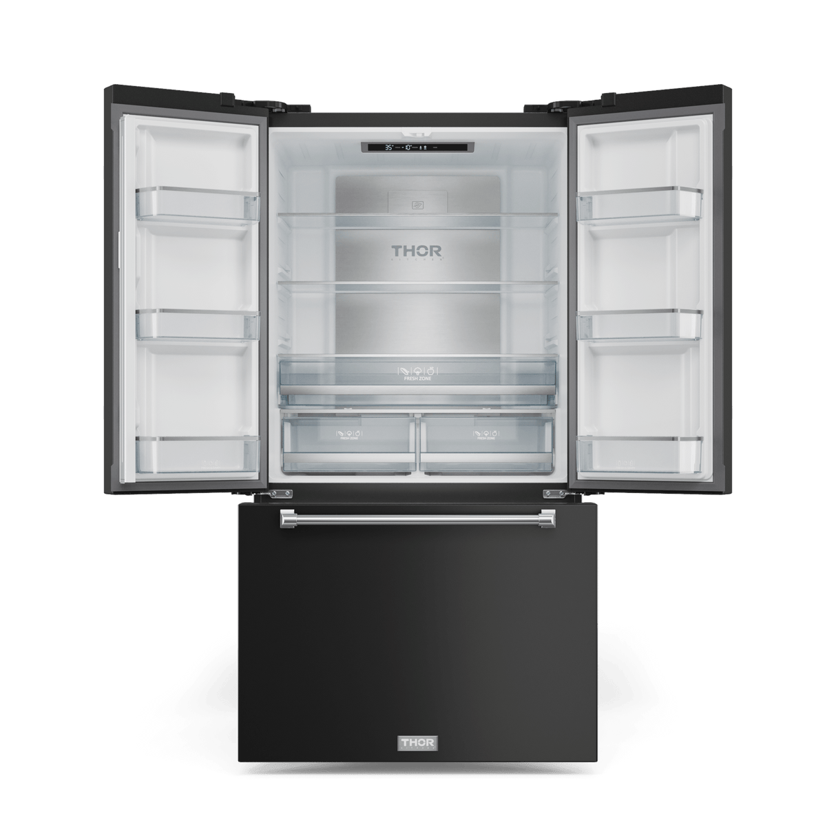 36 Inch 20.3 Cu Ft French Door Counter Depth Refrigerator With Ice Maker In Black/stainless Steel  Gordon Ramsay Series