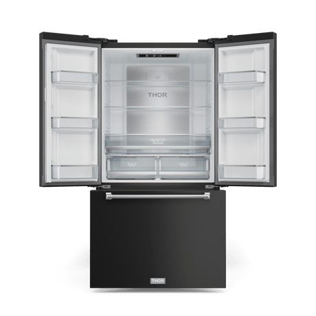 36 Inch 20.3 Cu Ft French Door Counter Depth Refrigerator With Ice Maker In Black/stainless Steel  Gordon Ramsay Series