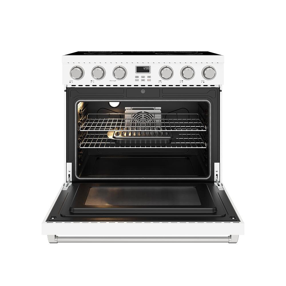 36 Inch Electric Range In White - Contemporary Professional