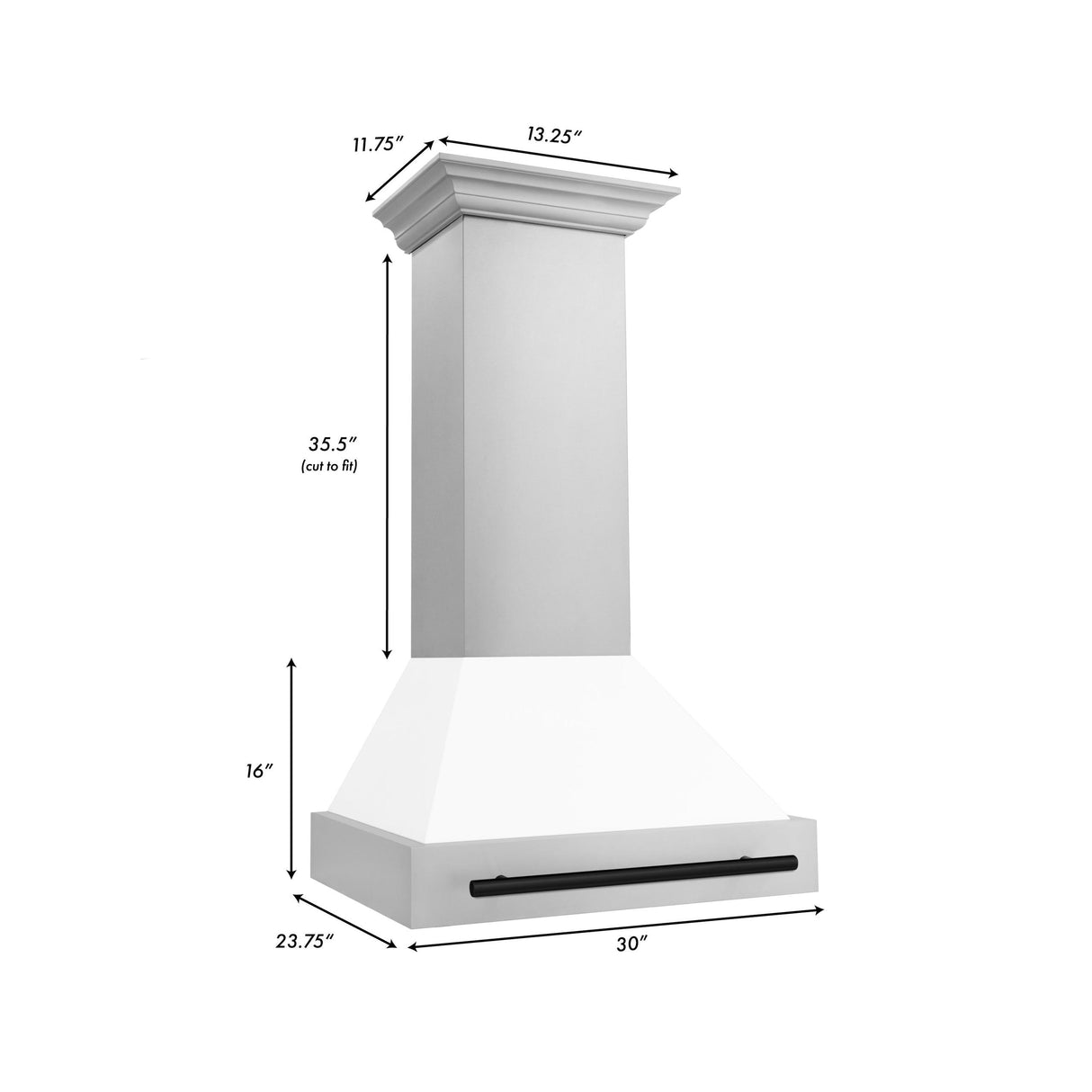 ZLINE 30 in. Autograph Edition Stainless Steel Range Hood with White Matte Shell and Accents (8654STZ-WM30) [Color: Matte Black]
