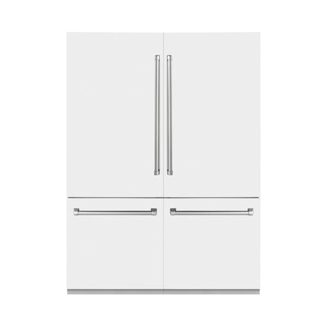 ZLINE 60" 32.2 cu. ft. Built-In 4-Door French Door Refrigerator with Internal Water and Ice Dispenser in White Matte (RBIV-WM-60)