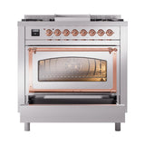 ILVE UN36FNMPSSPLP Nostalgie II Noblesse 36 inch Dual Fuel Range (Liquid Propane, Triple Glass Door, Stainless Steel, Copper)