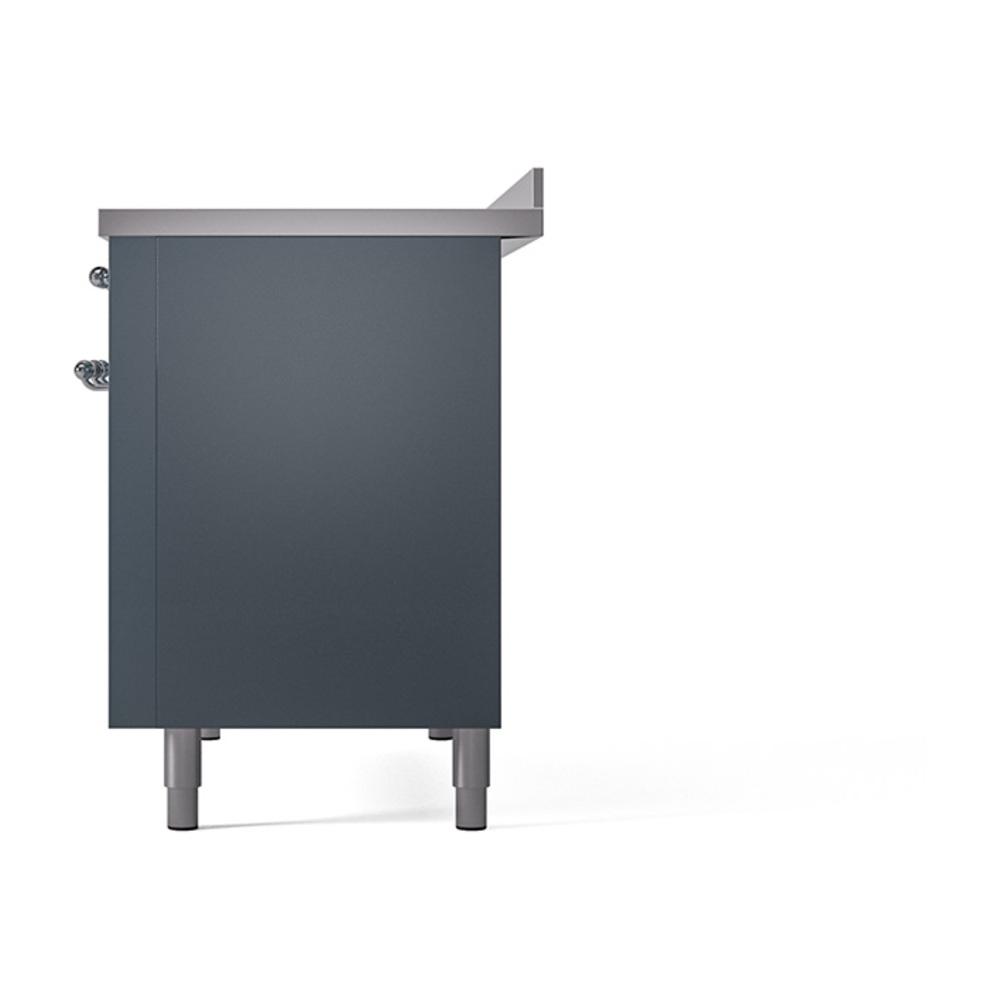ILVE UNI486QNMPBGC Nostalgie II Noblesse 48 inch Induction Range (Solid Door, Blue Grey, Chrome)