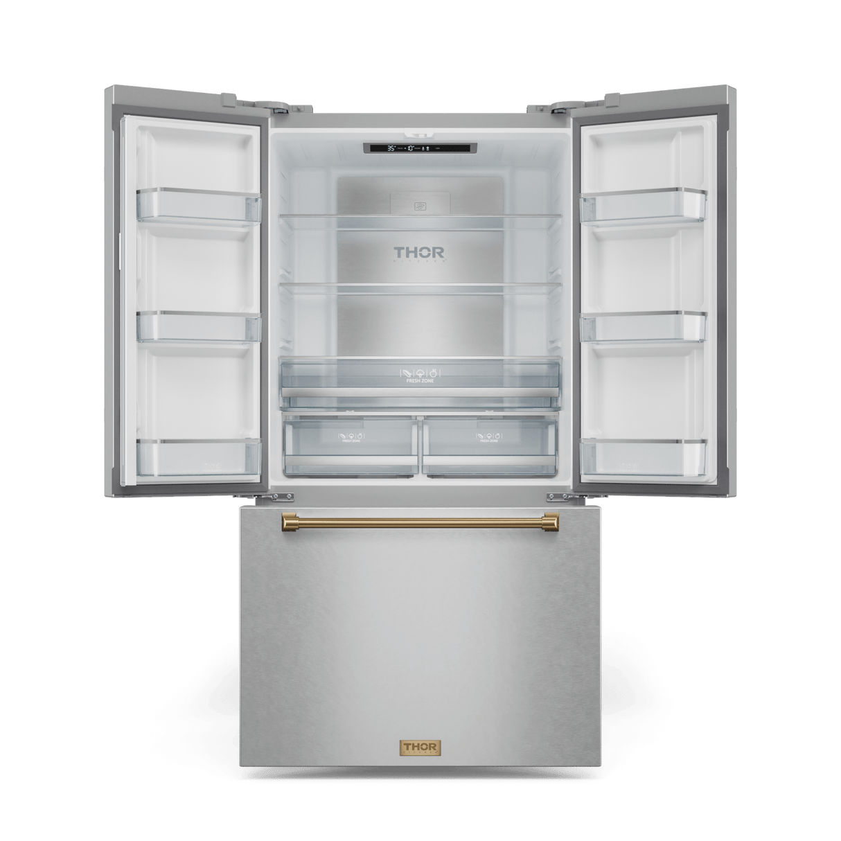 36 Inch 20.3 Cu Ft French Door Counter Depth Refrigerator With Ice Maker In Stainless Steel/bronze  Gordon Ramsay Series