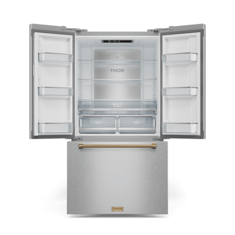36 Inch 20.3 Cu Ft French Door Counter Depth Refrigerator With Ice Maker In Stainless Steel/bronze  Gordon Ramsay Series