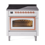 ILVE UNI366NMPWHP Nostalgie II Noblesse 36 inch Induction Range (Triple Glass Door, White, Copper)