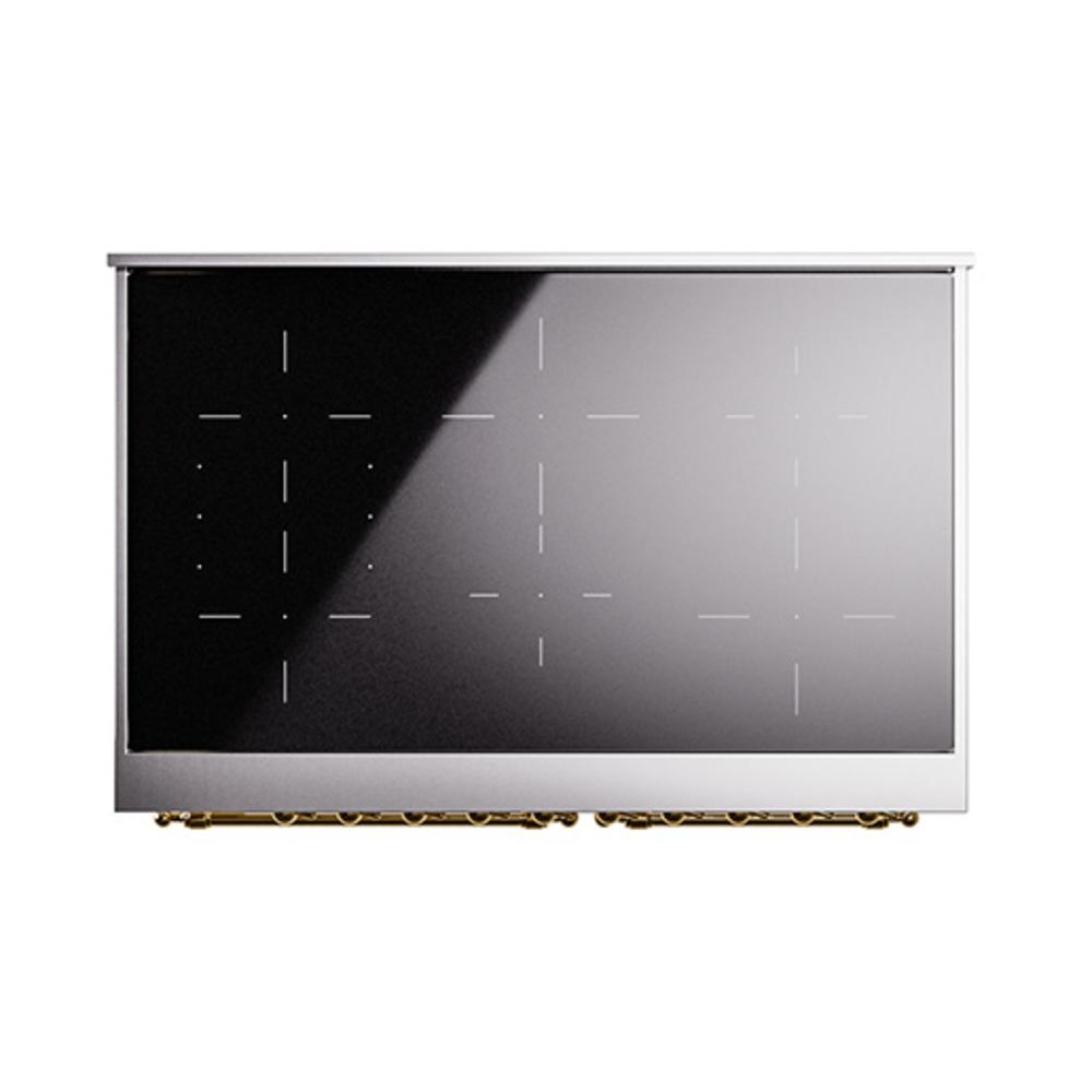 ILVE UNDI406QNMPAWG Nostalgie II Noblesse 40 inch Induction Range (Solid Door, Antique White, Brass)