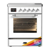 ILVE UMIB30NR3RAC Majestic III 30 inch Induction Range with 4 Elements, 4 cu. ft. Oven Capacity (Triple Glass Door, RAL, Chrome)