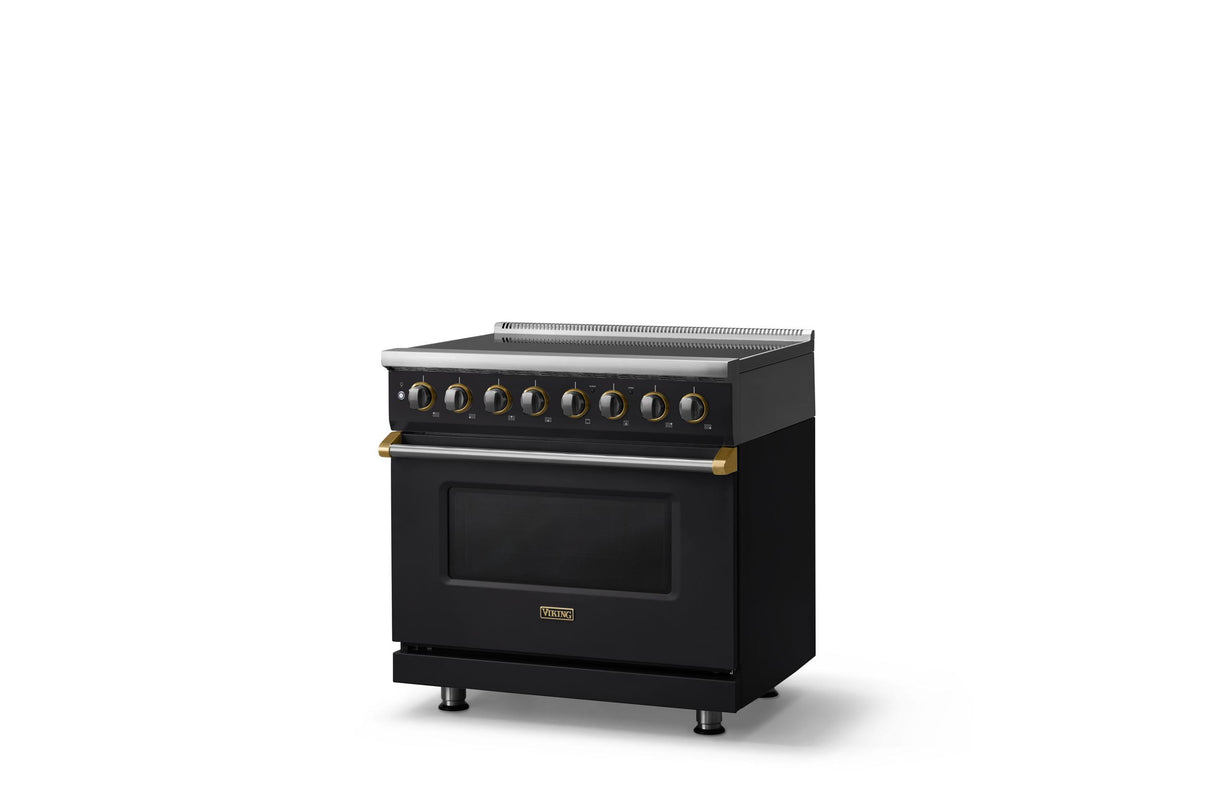 36"W. Induction Range (Finish: Onyx, Trim: Brushed Brass)