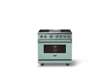36"W. Dual Fuel Range (Burner: 4g, Finish: Splash, Trim: Polished Chrome, Fuel: Natural Gas)