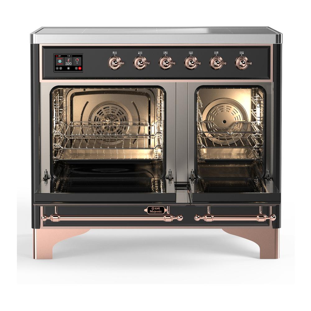 ILVE UMDIB40QNR3MGP Majestic III 40 inch Induction Range with 6 Elements, 3.82 cu. ft. Total Oven Capacity (Solid Door, Graphite Matte, Copper)