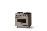 36"W. Sealed Burner Gas Range (Burner: 4g, Finish: Nantucket, Trim: Brushed Brass, Fuel: Natural Gas)