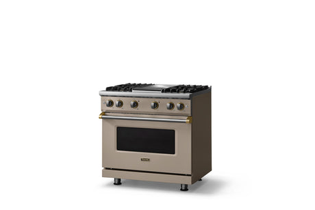 36"W. Sealed Burner Gas Range (Burner: 4g, Finish: Nantucket, Trim: Polished Chrome, Fuel: Propane)