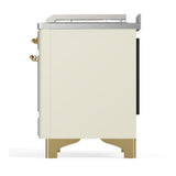 ILVE UM48FSQNR3AWG Majestic III 48 inch Dual Fuel Range with 5 Black Brass Burners, Griddle and French Top, Dual Function Burner up to 25,000 BTU (Natural Gas, Solid Door, Antique White, Brass)