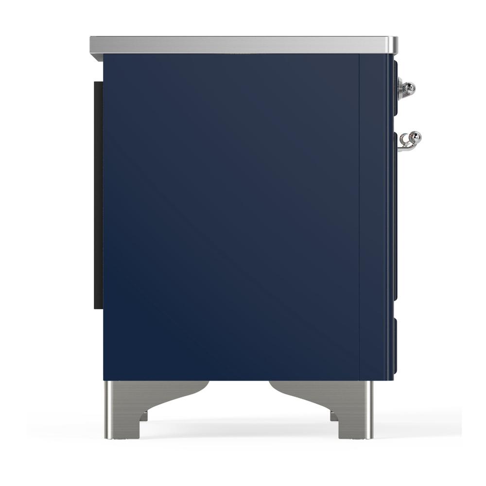 ILVE UMDIB40NR3MBC Majestic III 40 inch Induction Range with 6 Elements, 3.82 cu. ft. Total Oven Capacity (Triple Glass Door, Midnight Blue, Chrome)