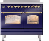Nostalgie II 40 Inch Electric Freestanding Range in Blue with Brass Trim